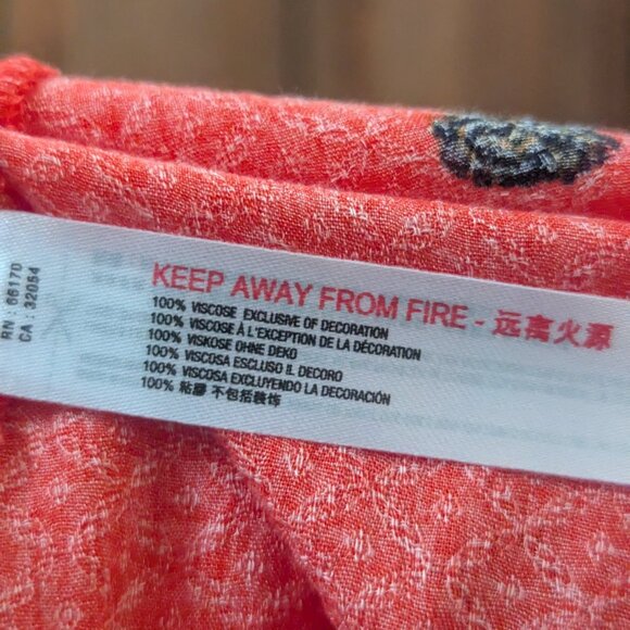 Intimately Free People Red Floral Morning Song Front Slit Maxi Slip Dress Small - Picture 8 of 9